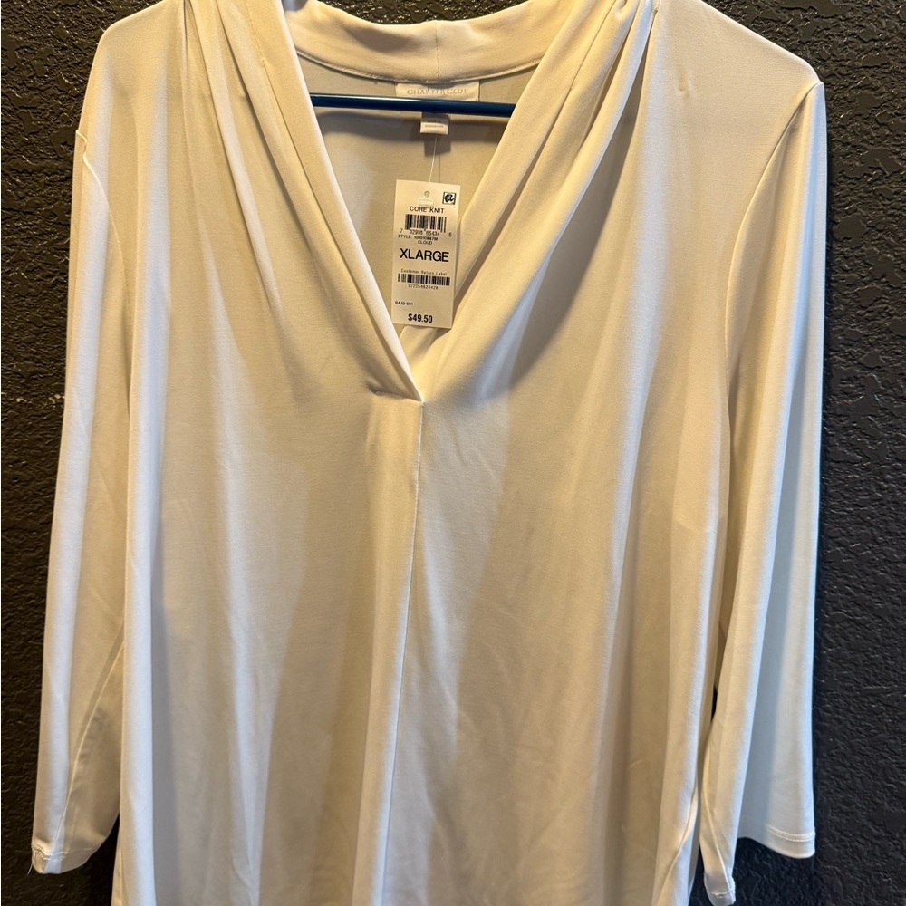Charter Club Cream Drape Neck Blouse